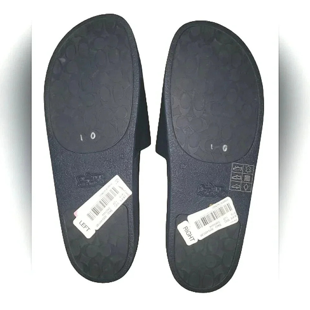 Disney Coach 50th Anniversary Walt Disney Blue Leather Slide Sandals Unisex New - Picture 3 of 6
